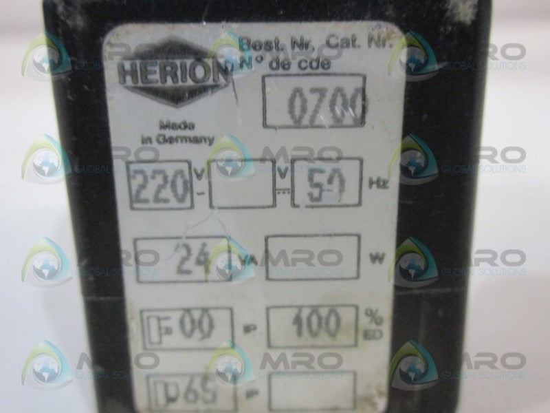 HERION 0700 SOLENOID COIL UNMP