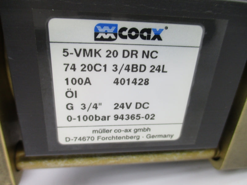 COAX 5-VMK 20 DR NC 74 20C1 3/4BD 24L  24VDC 100A NSNP