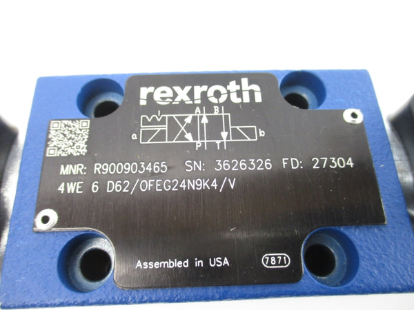 REXROTH 4WE 6 D62/OFEG24N9K4/V R900903465 24VDC 1.25A NSNP