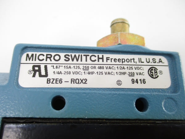 MICRO SWITCH BZE6-RQX2 480VAC 15A NSNP