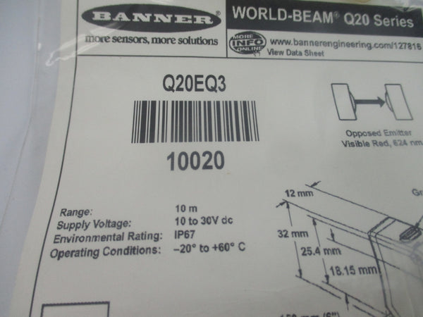 BANNER ENGINEERING Q20EQ3 10020 10-30VDC NSMP