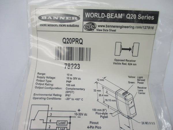 BANNER ENGINEERING Q20PRQ 78223 10-30VDC NSMP