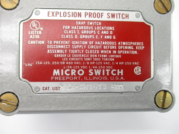MICRO SWITCH EX-AR1613 480VAC 15A NSNP