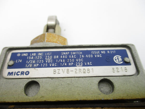 MICRO SWITCH BZV6-2RQ81 600VAC 2A NSNP