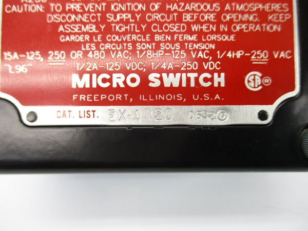 MICRO SWITCH EX-AR20 480VAC 15A NSNP