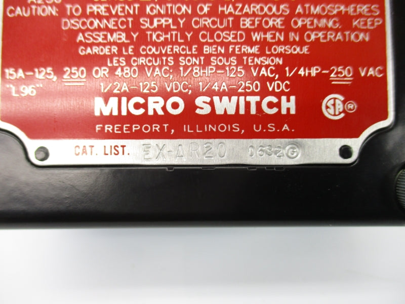 MICRO SWITCH EX-AR20 480VAC 15A NSNP