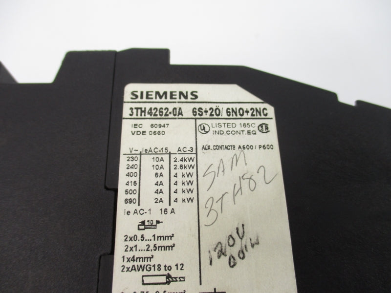SIEMENS 3TH4262-0A 110/120V NSNP