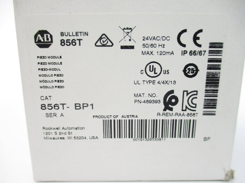 ALLEN BRADLEY 856T-BP1 SER. A 24VAC/DC (WH) NSMP