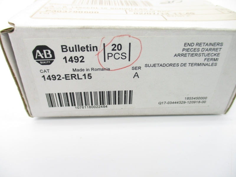 ALLEN BRADLEY 1492-ERL15 SER. A (PKG OF 20) (WH) NSMP