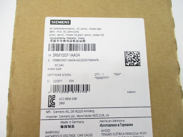 SIEMENS 3RM1007-1AA04 24VDC 1.6-10A NSMP