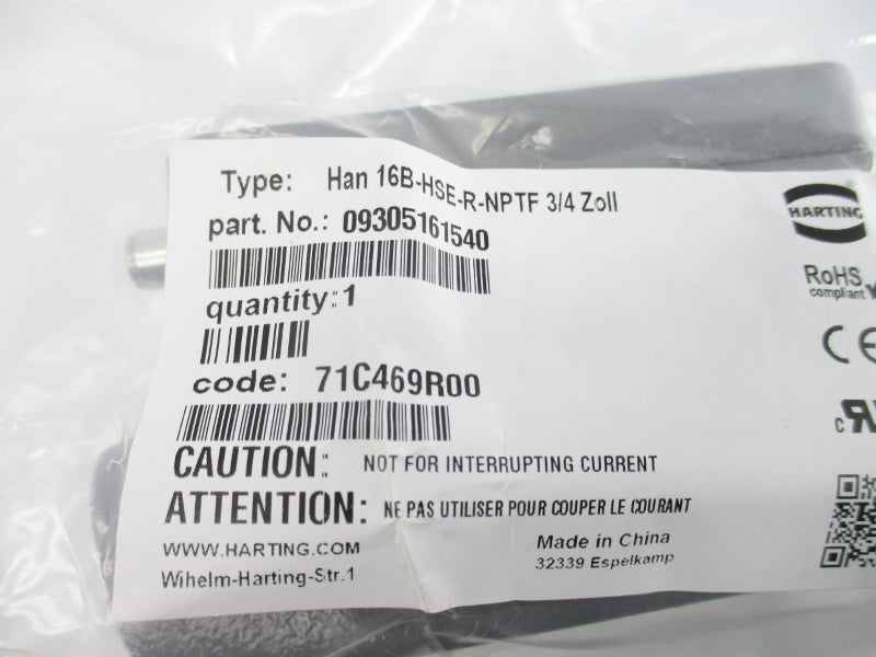HARTING 09305161540 HAN 16B-HSE-R-NPTF NSMP