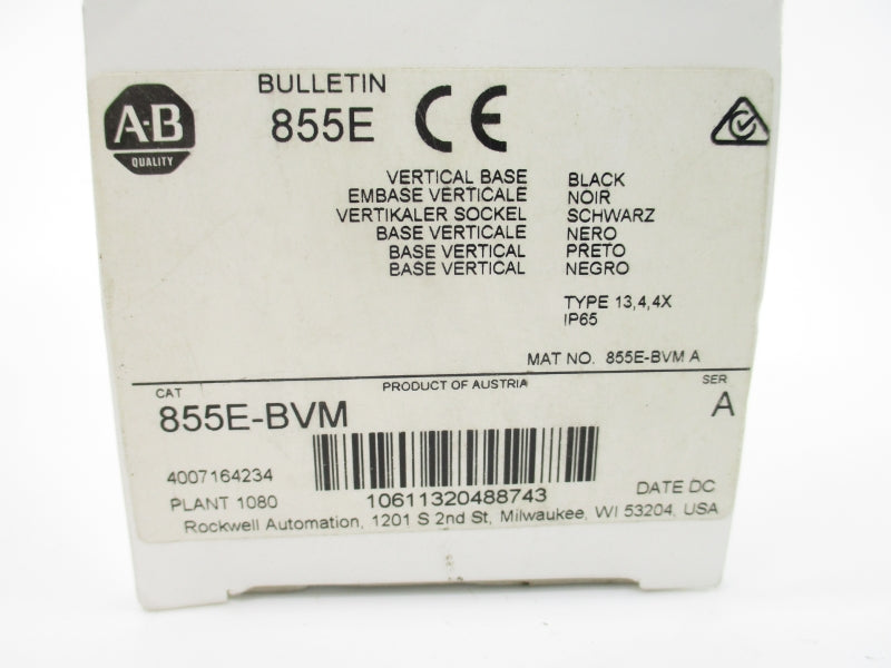 ALLEN BRADLEY 855E-BVM SER. A 250V (WH) NSMP
