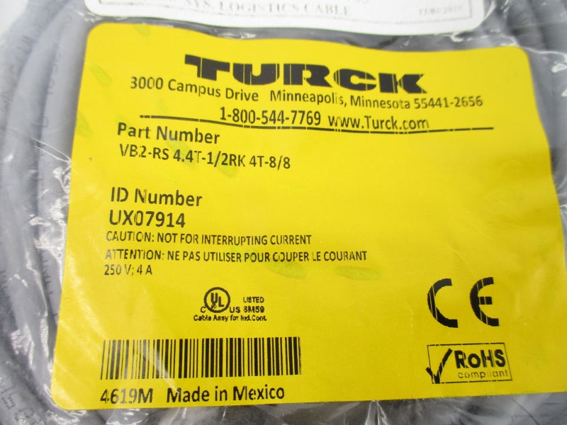 TURCK VB2-RS4.4T-1/2RK4T-8/8 UX07914 250V 4A NSMP