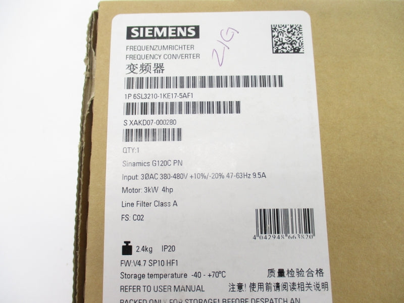 SIEMENS 6SL3210-1KE17-5AF1 380-480V 9.5A NSMP