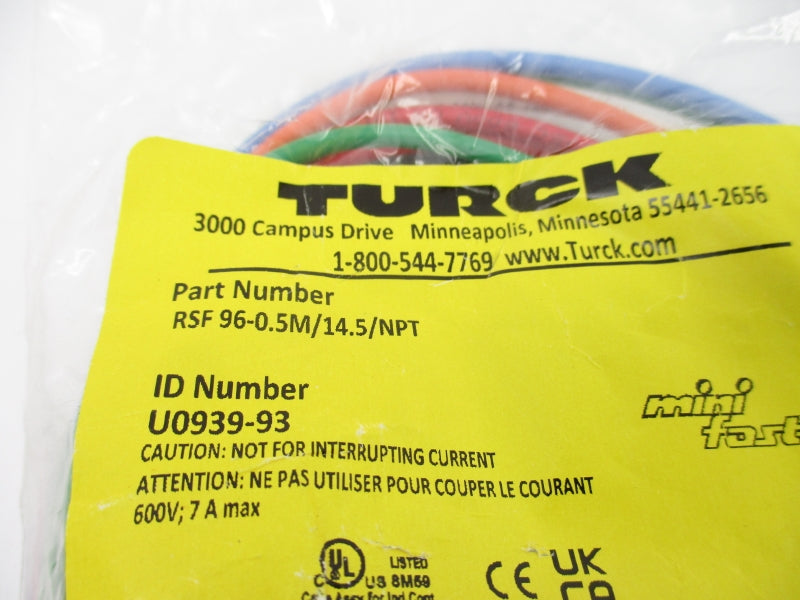 TURCK RSF 96-0.5M/14.5/NPT U0939-93 600V 7A NSMP