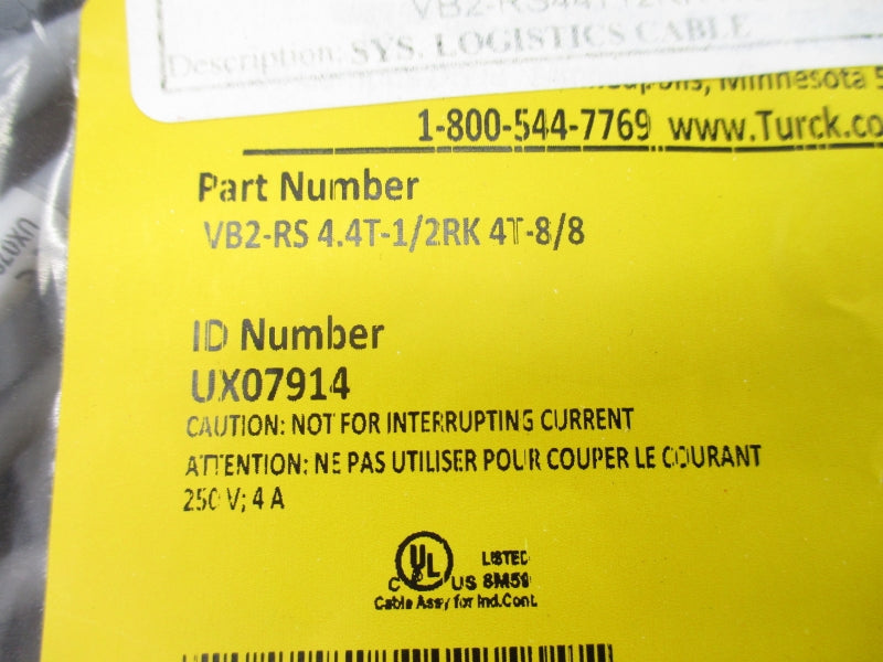 TURCK VB2-RS 4.4T-1/2RK 4T-8/8 UX07914 250V 4A NSMP