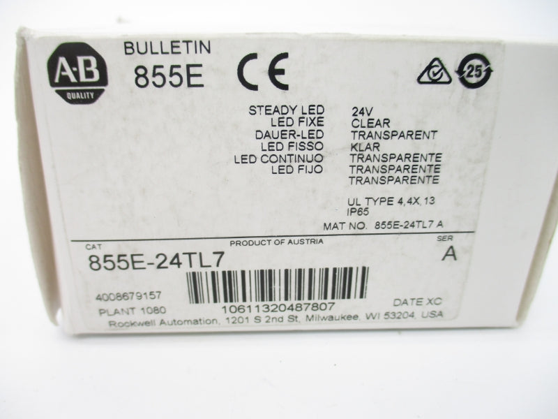 ALLEN BRADLEY 855E-24TL7 SER. A 24VAC/DC (WH) NSMP