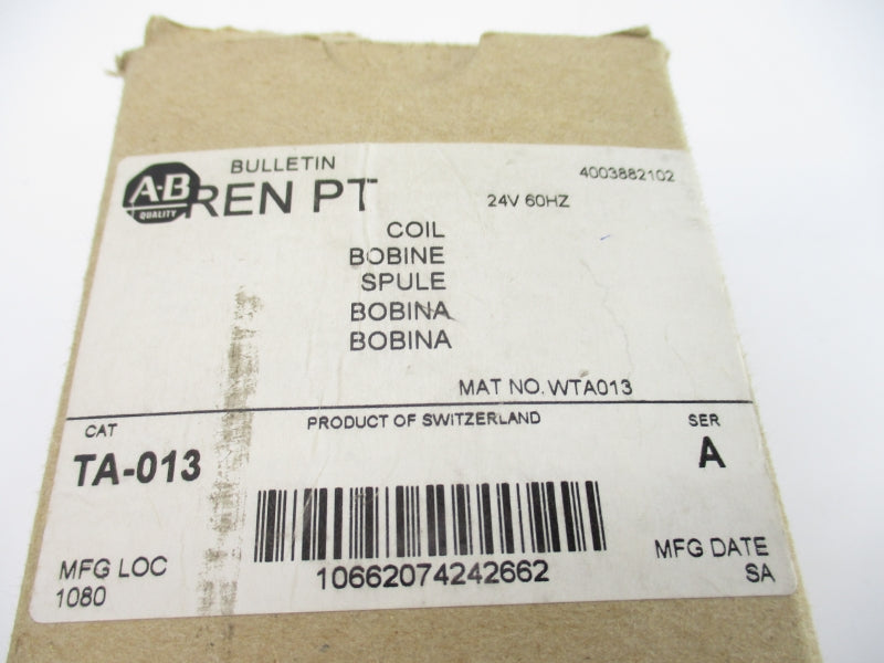 ALLEN BRADLEY TA-013 SER. A 24V (BR/WH) NSMP