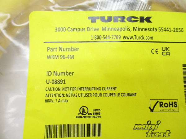 TURCK WKM96-4M U-08891 600V 7A NSMP