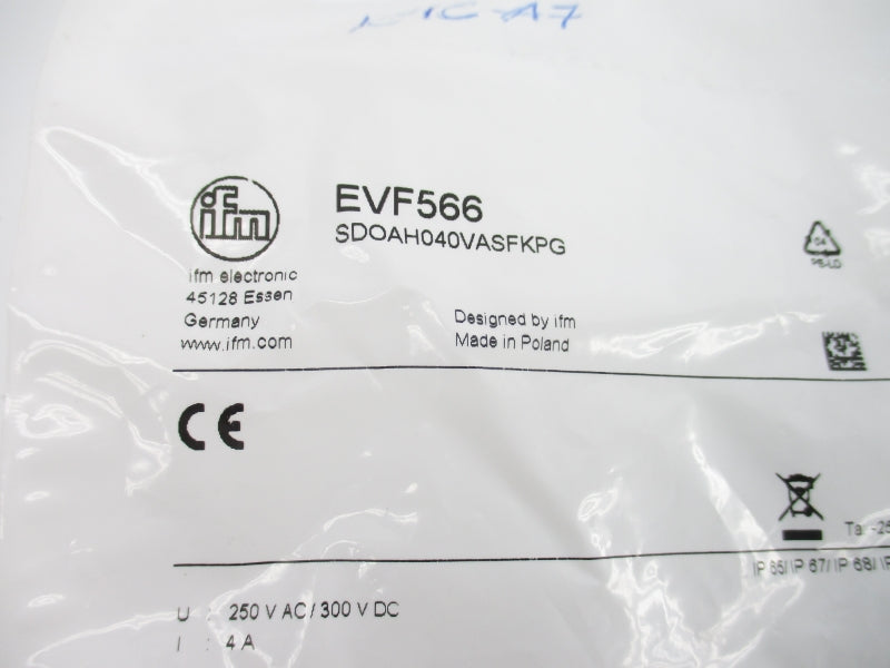 IFM EFECTOR EVF566 SDOAH040VASFKPG 250VAC 4A NSMP