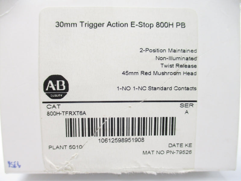 ALLEN BRADLEY 800H-TFRXT6A SER. A (WH) NSMP
