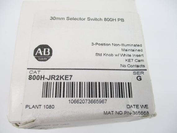 ALLEN BRADLEY 800H-JR2KE7 SER. G (WH) NSFS