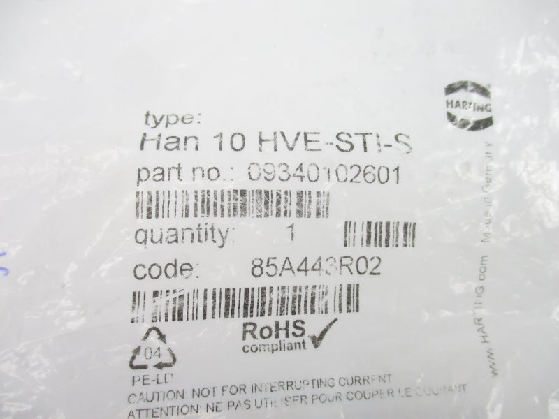 HARTING 09340102601 HAN10HVE-STI-S NSMP