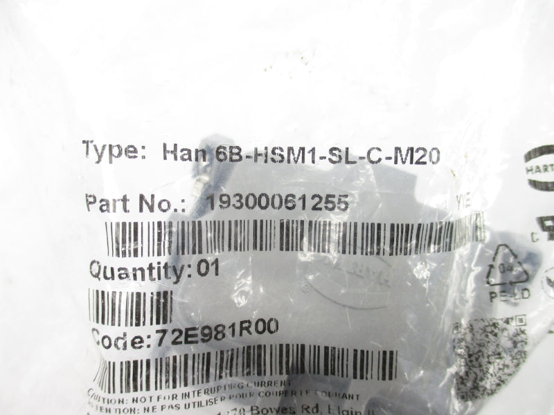 HARTING 19300061255 HAN6B-HSM1-SL-C-M20 NSMP