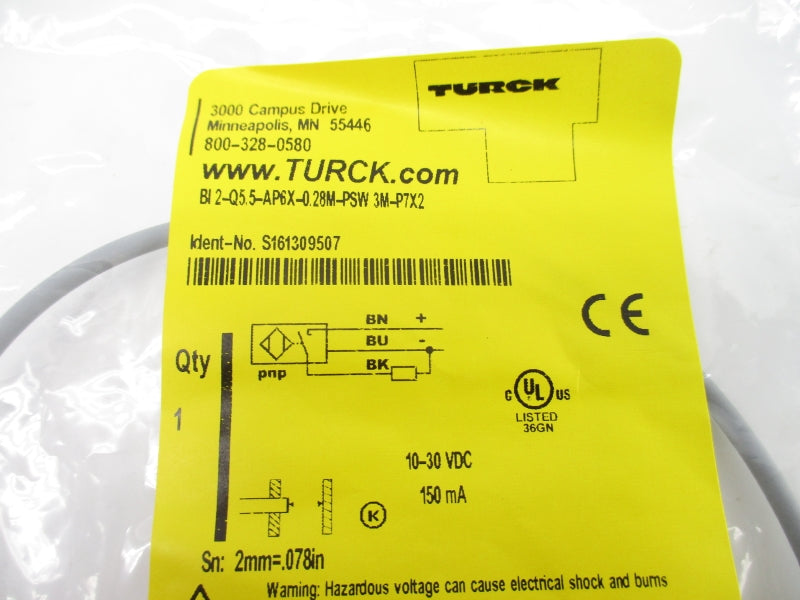 TURCK BI-2-Q5.5-AP6X-0.28M-PSW3M-P7X2 S161309507 10-30VDC NSMP