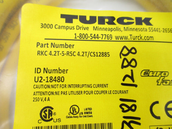 TURCK RKC4.2T-5-RCS4.2T/CS12885 U2-18480 250V 4A NSMP