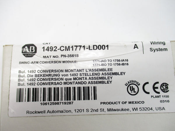 ALLEN BRADLEY 1492-CM1771-LD001 SER. A (WH) NSFS
