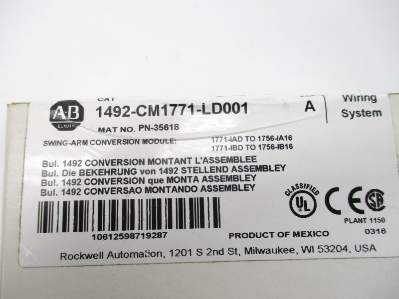 ALLEN BRADLEY 1492-CM1771-LD001 SER. A (WH) NSFS