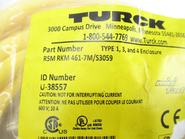 TURCK RSMRKM461-7M/S3059 U-38557 600V 10A NSMP