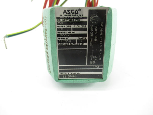 ASCO 8210P094 100-240VDC 150PSI (AS PICTURED) NSNP