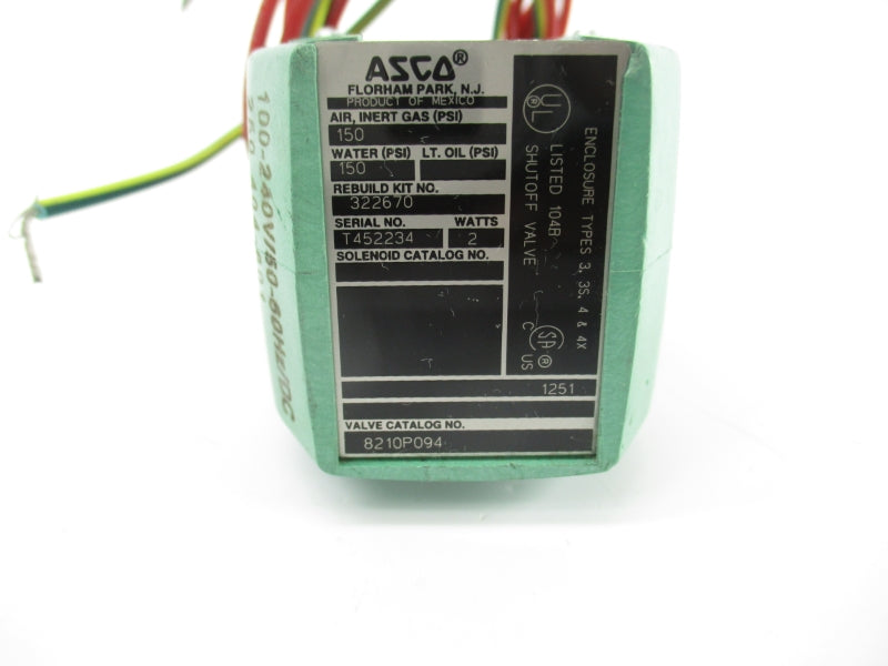 ASCO 8210P094 100-240VDC 150PSI (AS PICTURED) NSNP