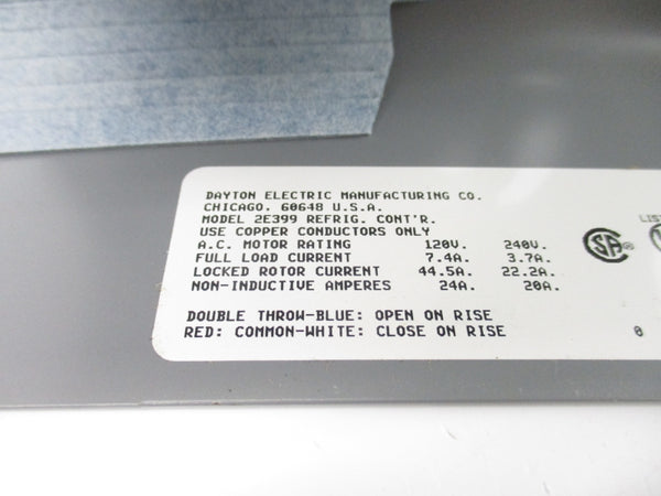 DAYTON ELECTRIC 2E399 120/240V 20A UNMP