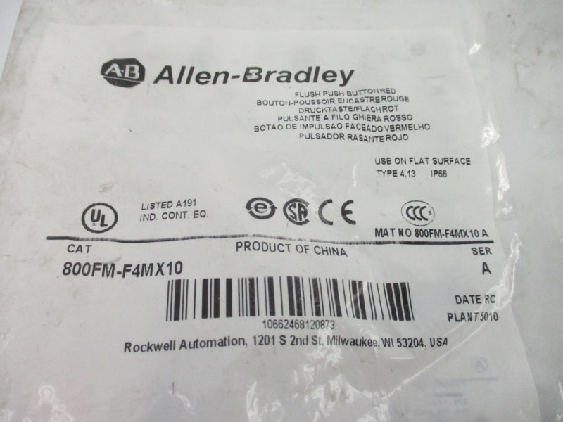 ALLEN BRADLEY 800FM-F4MX10 SER. A NSMP