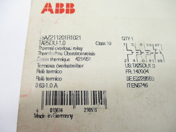 ABB TA25DU-1.0 1SAZ211201R1021 0.63-1.0A NSFS