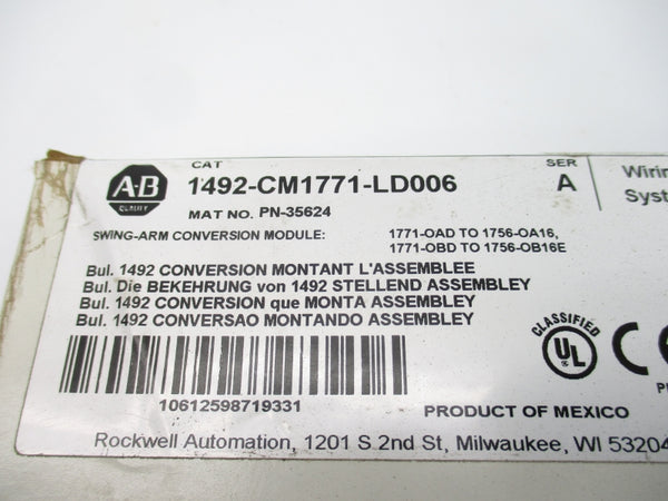 ALLEN BRADLEY 1492-CM1771-LD006 SER. A (WH) NSFS