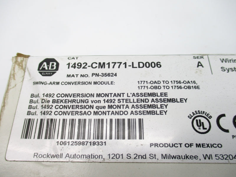ALLEN BRADLEY 1492-CM1771-LD006 SER. A (WH) NSFS