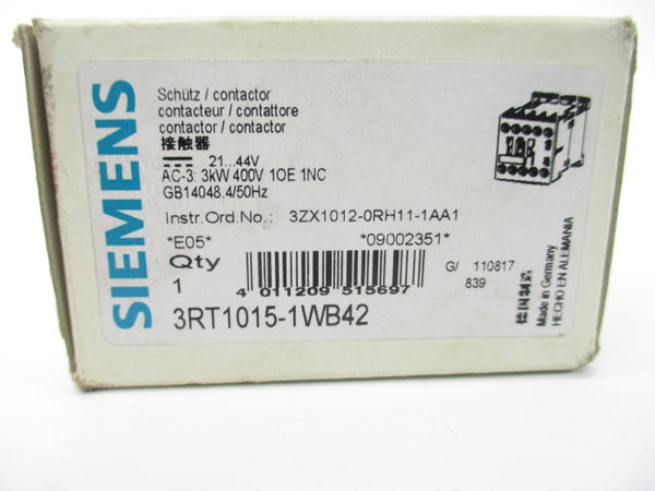 SIEMENS 3RT1015-1WB42 21-44VDC 50A NSMP