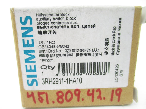 SIEMENS 3RH2911-1HA10 240V 10A NSMP