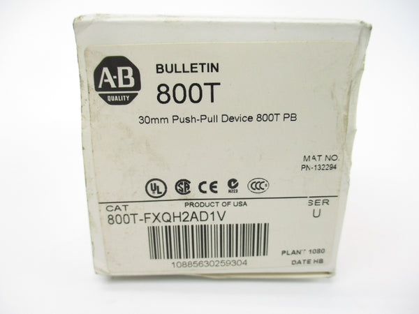 ALLEN BRADLEY 800T-FXQH2AD1V SER. U 12-130VAC/DC (WH) NSMP