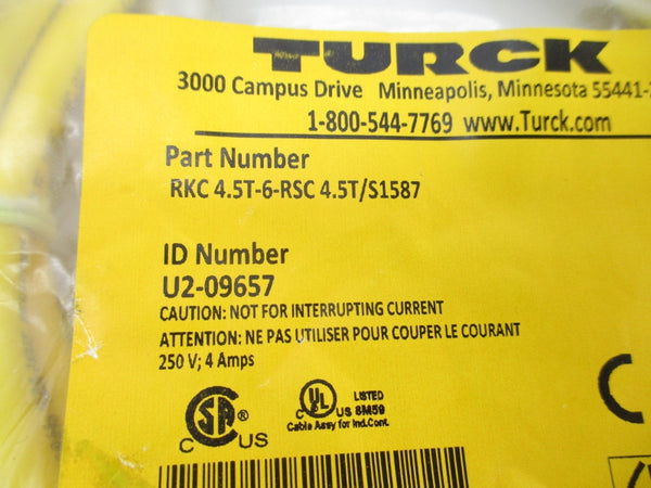 TURCK RKC4.5T-6-RSC4.5T/S1587 U2-09657 250V 4A NSMP