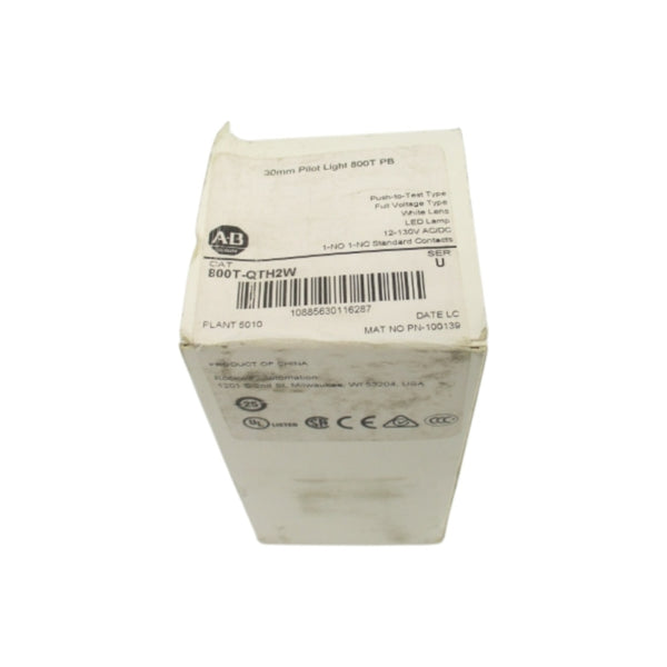 ALLEN BRADLEY 800T-QTH2W SER. U 12-130VAC/DC (WH) NSFS