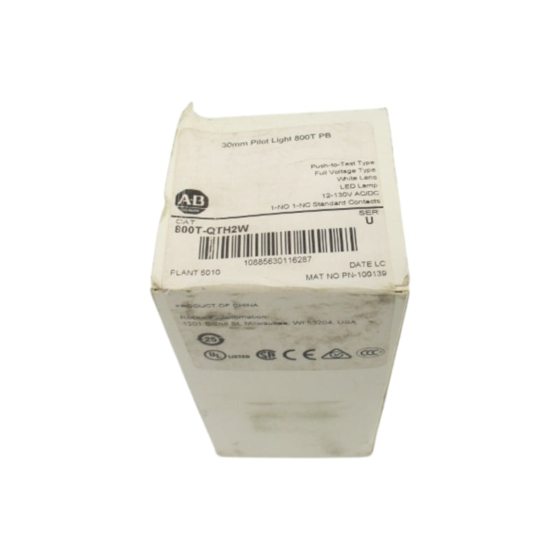 ALLEN BRADLEY 800T-QTH2W SER. U 12-130VAC/DC (WH) NSFS