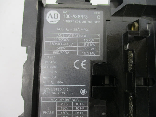 ALLEN BRADLEY 100-A38ND3 SER. C 110/120V 38A (YELLOW) NSNP