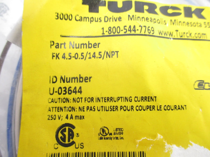TURCK FK4.5-0.5/14.5/NPT U-03644 250V 4A NSMP