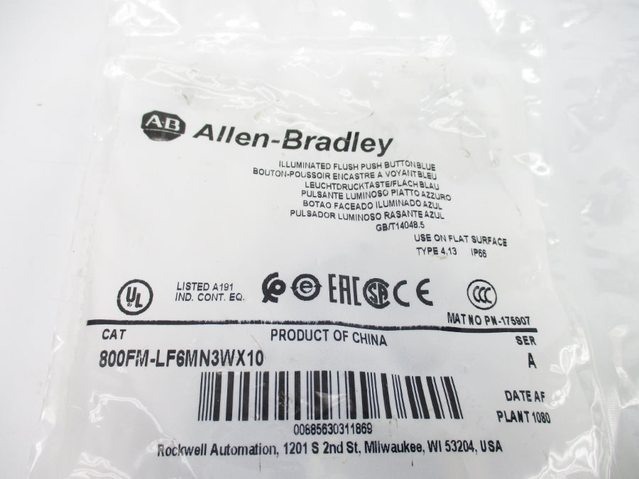 ALLEN BRADLEY 800FM-LF6MN3WX10 SER. A NSMP