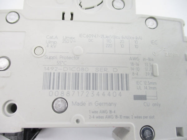 ALLEN BRADLEY 1492-D1C080 SER. D 250V 8A NSNP